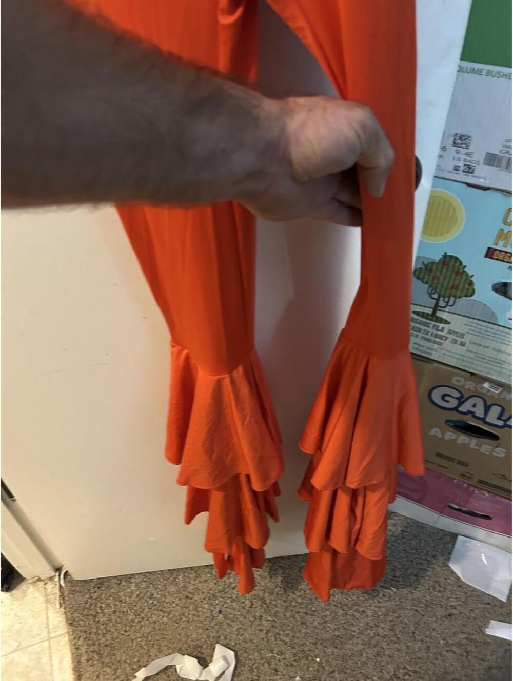 Orange Ruffle-Hem Jumpsuit - Picture 3 of 7